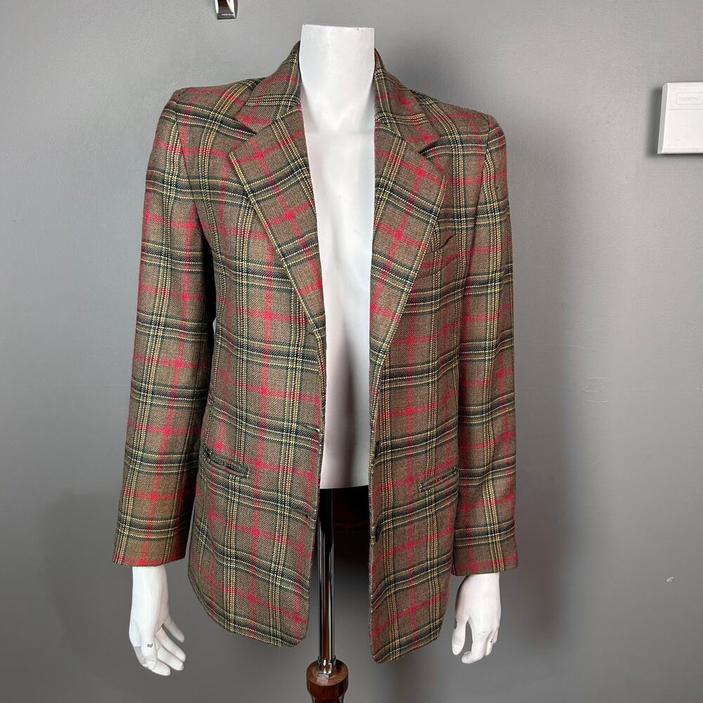 GAP jacket womens small blazer tartan plaid wool preppy academia old money VTG